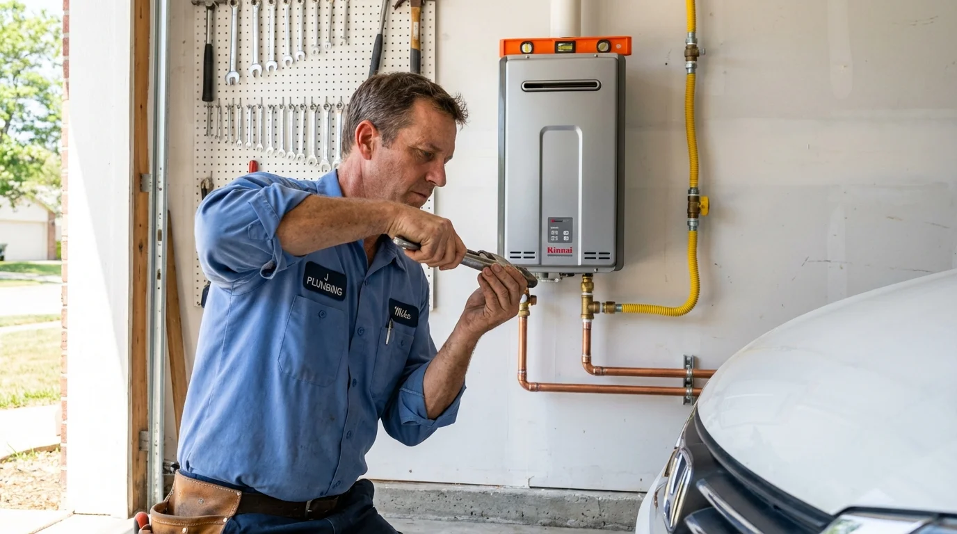 Tankless water heater installation by a Johns Plumbing LLC plumber in Manchester